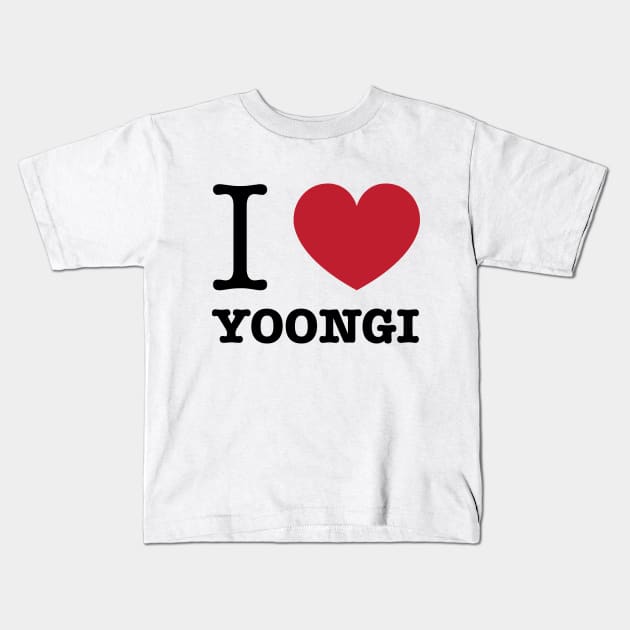 I love BTS Min Yoongi Suga typography Morcaworks Kids T-Shirt by Oricca